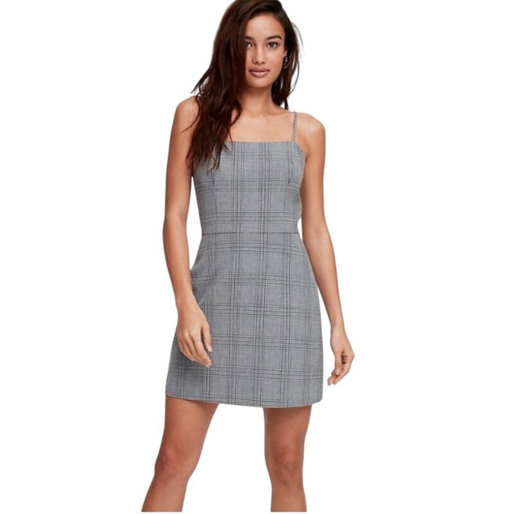 Wilfred Aritzia Isabelle Plaid Mini Dress Gray Black Size 2 Check 90s Sleeveless